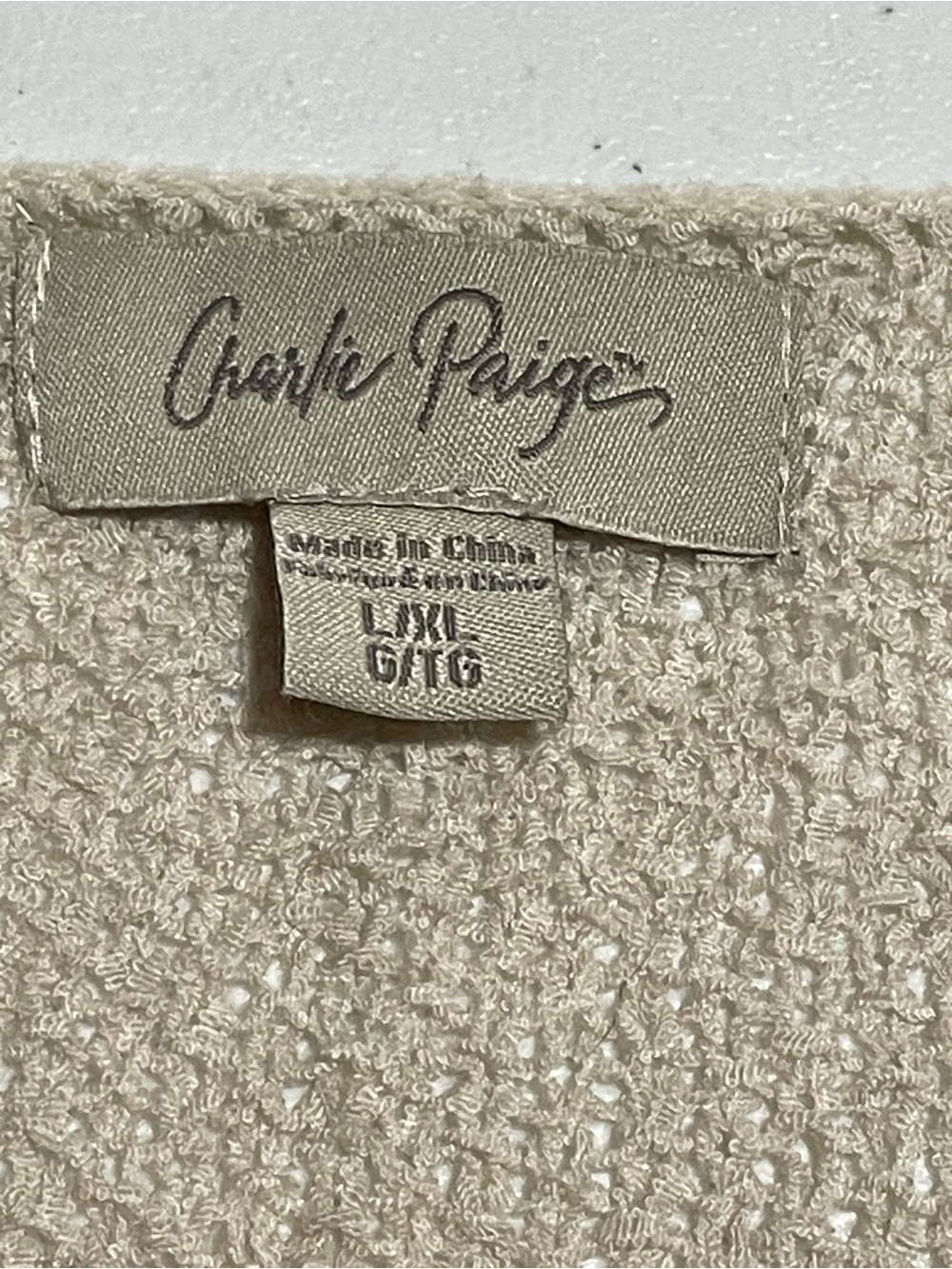 Charlie Paige Paula Vee Boutique Pop Over Cream Relaxed Ribbon Knit Sweater L/XL - Picture 8 of 11